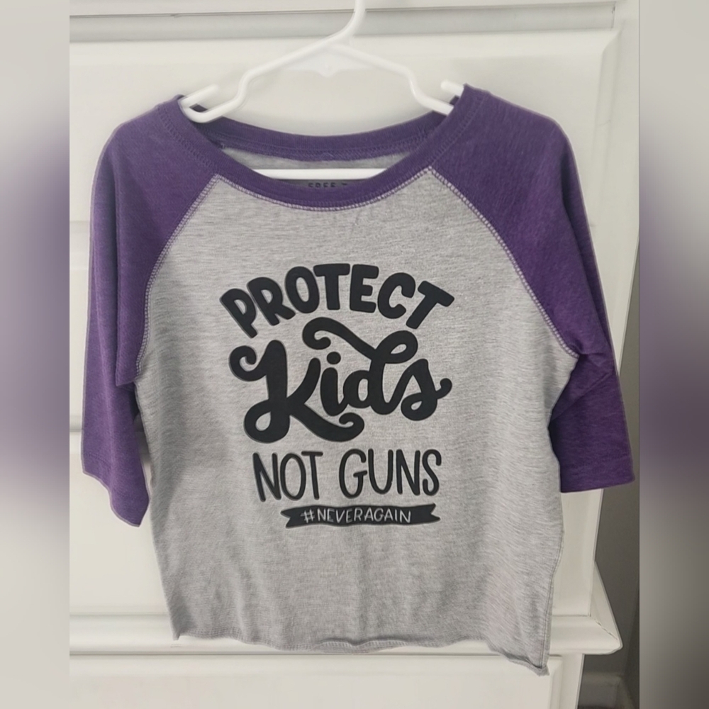 Protect Kids Not Guns Shirt Top 5t 6t Purple Grey Gray Free To Be Kids Girl Boy